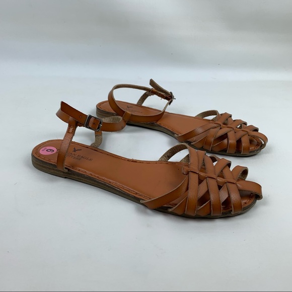 American Eagle Brown Ankle Wrap Sandals size 9 - Picture 2 of 9